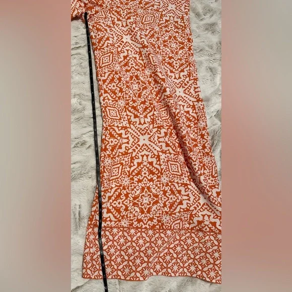 Japna Orange and White Patterned Stretch Wide-Leg Pants - Picture 7 of 7